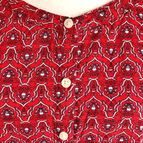 St. John's Bay Red Print Collarless Button Down Shirt 0X - Picture 5 of 12